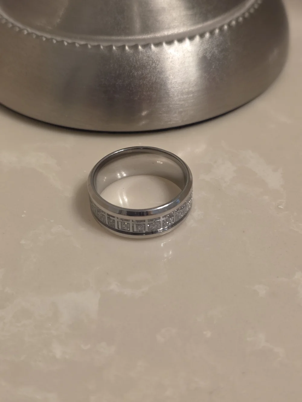 Men's Brushed Silver Stainless Steel Cross Ring Size 8